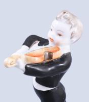 Hollóházi hegedűs. Jelzett, hibátlan, m: 13,5 cm