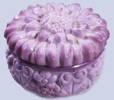 Curt Schlevogt levendula színű opálüveg bonbonier, jelzés nélkül, hibátlan, d: 10 cm