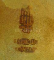 Zsolnay eozin mázas névjegykártyatartó, rákkal küzdő kígyó alakjával, jelzett, hibátlan, d: 18,5 cm