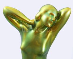 Zsolnay kisplasztika - Vágyódás. Selyemfényű eozin mázakkal bevont finomfajansz, jelzett, hibátlan, ...