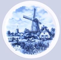 Delft falitányér, jelzett, hibátlan, d: 26 cm