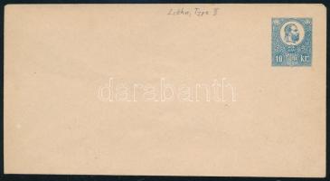 1871 Kőnyomat 10kr díjjegyes használatlan boríték II. típus, kifogástalan minőségben