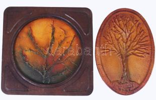 Zajácz Tamás (1952- ): 2 darab bőrkép, jelzett, 30x20 cm, 30x30 cm