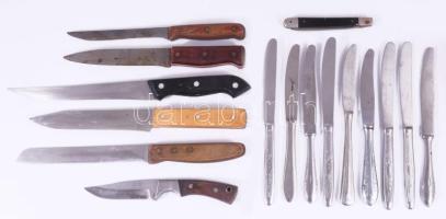 16 darab kés, vadászkés, bicska, klf méretben