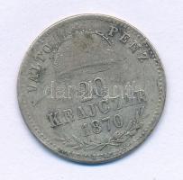 1870GYF 20kr Ag "Váltó Pénz" T:F patina Adamo M11.1