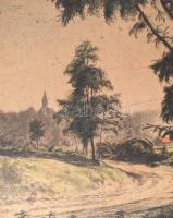 Kaveczky Zoltán (1897-1965): Kanyargó út (cím nélkül). Színezett rézkarc, papír, jelzett, paszpartub...