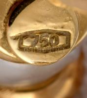 Fülbevaló pár, 18k arany (Au) , gyöngyökkel ékítve, Jelzett, magyar fémjellel. 11,66 g d: 24 mm
