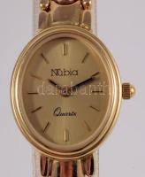 Nubia 14k arany (Au) karóra, arany szíjjal, Jelzett, új állapotban. br 30,6 g 24x22 mm díszdobozban
