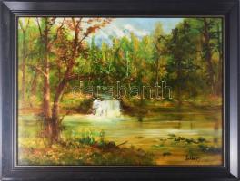 Jobbágy Dezső (-): Táj. Olaj, farost, jelzett, fakeretben, 60x80 cm