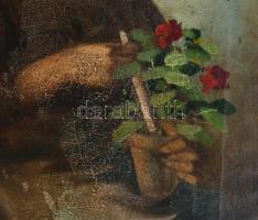 Szász István (1878-1965): Menyecskék. Olaj, vászon, jelzett. Dekoratív, kissé sérült fakeretben, 80×...