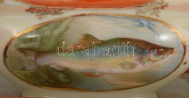 Szószos tál, halas mintával. Matricás, hibátlan 22 cm