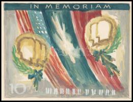 1971 Légrády Sándor In memoriam 10Ft bélyegterve a tervező aláírásával. Képméret: 118 x 90 mm