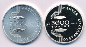 2010. 5000Ft Ag "XXX. Úszó Európa Bajnokság - Budapest" (2xklf) mindkettő kapszulában , tanúsítvánnyal T:BU,PP Adamo EM229