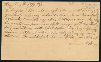 1877 2kr díjjegyes ajánlott levelezőlap 2 x 5kr kiegészítő bérmentesítéssel "NAGY-ENYED" -...