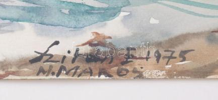 Szitás Erzsébet (1915-2005): Nagymaros (Duanakanyar), 1975. Akvarell, papír, jelzett. Üvegezett fake...