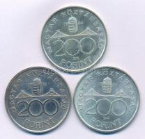 1992. 200Ft Ag "MNB" + 1993. 200Ft Ag "MNB" (3x) + 1994. 200Ft Ag "Deák" T:AU,XF Adamo F13, F13.1