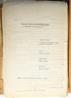 1975 Révész György : Két pont között a legrövidebb görbe c. filmjének filmnovella változata és felterjesztett irodalmi forgatókönyve két gépelt kézirat kéziratos belejavításokkal.