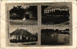 1913 Sándorfalva (Szeged), látképek, községháza, Őrgróf Pallavicini szobor, elemi leányiskola, strandfürdő. photo (b)
