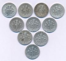 Amerikai Egyesült Államok 1946-1964. 10c Ag "Roosevelt" (10xklf) T:XF,VF patina
USA 1946-...