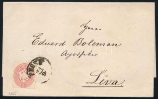 1866 5kr levélen, Boleman gyógyszerésznek "PESTH" - Léva