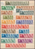 1945 Újjáépítés többpéldányos tétel, benne fordított állású párok is, kétoldalas A4-es berakólapon