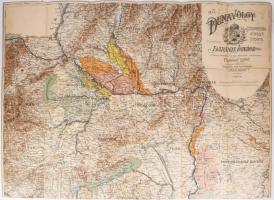 1903 A Dunavölgy vízszabályozási átnézeti térképe, összeáll. Vályi Béla, 1:400 000, vászontérkép két...