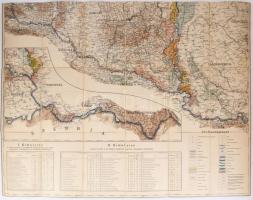 1903 A Dunavölgy vízszabályozási átnézeti térképe, összeáll. Vályi Béla, 1:400 000, vászontérkép két...