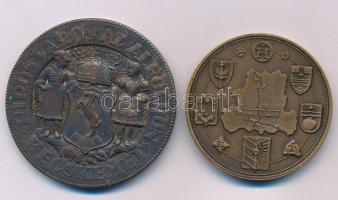 Imre Gábor (1890-1976) 1934. "Hírös város az Alföldön - Kecskemét / Hírös Hét 1934. VII. 21-29." kétoldalas bronz emlékérem (49mm) + Lapis András (1942-) DN "Szeged / Szeged Tourist" kétoldalas bronz emlékérem (42,5mm) T:AU-VF
