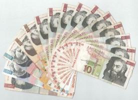 Szlovénia 1992. 10T (10x) + 20T (2x) + 100T (2x) + 1997. 200T T:F,VG közte szép papír Slovenia 1992. 10 Tolarjev (10x) + 20 Tolarjev (2x) + 100 Tolarjev (2x) + 1997. 200 Tolarjev C:F,VG within fine paper