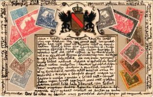 1905 Német Birodalom bélyegei és címere / Deutsches Reich / German stamps and coat of arms. Philatelie Anishctskarte D. R. G. M. Art Nouveau, litho (lyukak / pinholes)