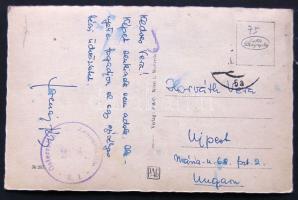 cca 1955 Ferencsik János karmester  saját kézzel írt és aláírt késpalapja bécsből cenzúra-bélyegzéssel