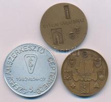 1982. "Dr. Szőke Béla / Szerszámszerkesztő géptervező - 1982. VII. 24-27 - 5" kétoldalas Al emlékérem (49mm) + Lapis András (1942-) DN "Gyulai Várszínház" kétoldalas bronz emlékérem (42,5mm) + "Szeged / Szeged Tourist" kétoldalas bronz emlékérem (42,5mm) T:AU-XF