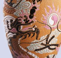 Viet Nam Dona padlóváza, jelzett, hibátlan, m: 39 cm