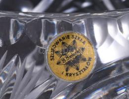 Kristály kínáló 3 lábon, címkével jelzett, d: 16 cm, m: 9,5 cm