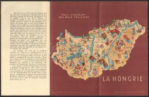 cca 1935 Dimanches Hongrois, háromrészes, rajzos art deco kiadvány, szign.: Mallász-Dallos, Klösz ny...