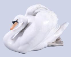Zsolnay hattyú. Terv: Sinkó András. Jelzett, hibátlan, 15x9 cm
