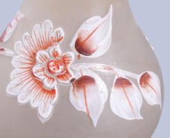 Zománcfestett savmaratott váza, m: 14 cm