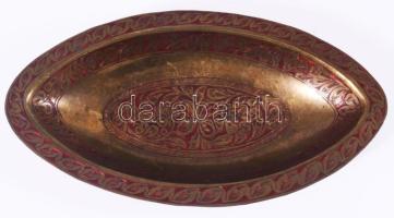 Keleti réz ékszeres tálca, 19x10 cm