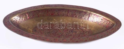 Keleti réz ékszeres tálca, 19x10 cm