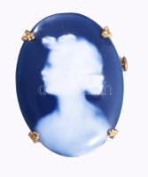 Limoges kámea bross, jelzett, 3,5x3 cm