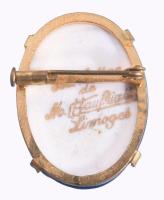 Limoges kámea bross, jelzett, 3,5x3 cm