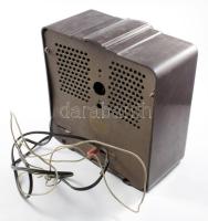 1938 Standard Horthy néprádió, magyar címerrel díszített bakelitdobozzal, nem működőképes 25x26 cm