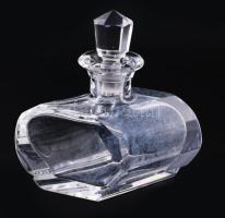 Kristály parfümös üveg, csiszolt dugóvak érdekes rombusz formával m: 14 cm