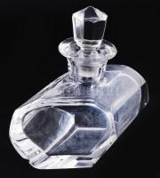 Kristály parfümös üveg, csiszolt dugóvak érdekes rombusz formával m: 14 cm
