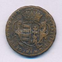 1763. Rézdénár "Mária Terézia / zárt korona" T:XF patina