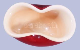 Muranoi üveg tálka, hutaüveg többrétegű, anyagában színezett, hibátlan 12 cm