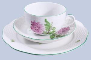 Herendi tertia bécsi rózsás egy személyes reggeliző készlet Kézzel festett, jelzett, hibátlan