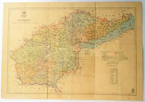 Zala vármegye térképe, 1:335 000, M. kir. honv. Térk. Intézet, kis szakadással, 35×50 cm