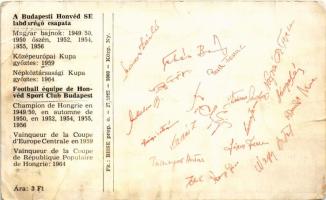 BHSE - Budapesti Honvéd Sportegyesület labdarúgó csapata, focisták, hátoldalon nyomtatott aláírásokk...