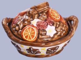 Vajtartó, citromtartó Porcelán edény jelzés nélkül, hibátlan 18 cm